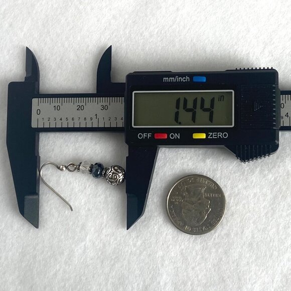 Sterling Silver 925 Faceted Glass Scrollwork Beaded Dangle Earrings - Picture 11 of 12